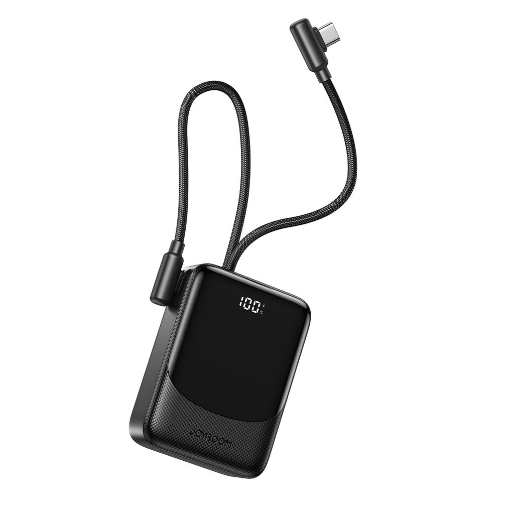 Joyroom JR-PC1 22.5W mini powerbank 10000mAh med USB-C/Lightning-kablar – Svart