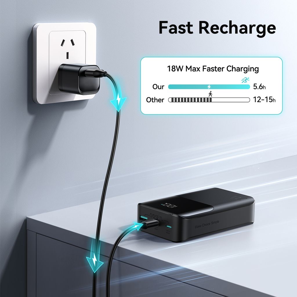 JOYROOM JR-QP192 Mini-Powerbank 20.000 mAh mit 22,5 W Schnellladefunktion – Schwarz