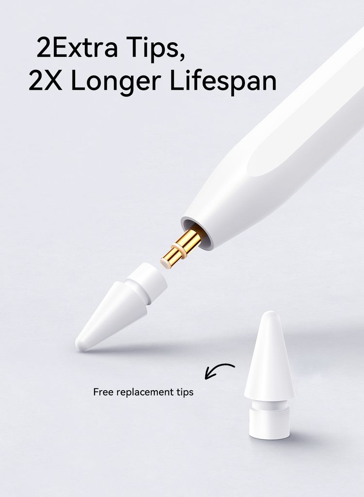 Joyroom JR-X9S Pro aktiv kapasitiv styluspenn + 2 ekstra tupper – hvit