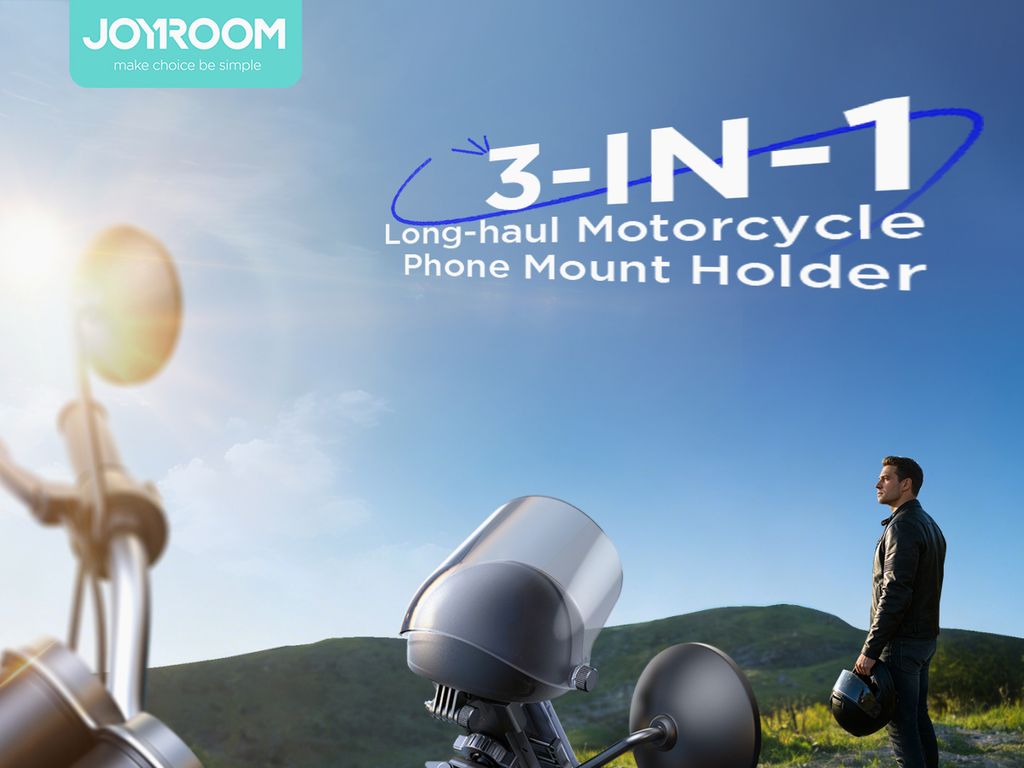 Joyroom JR-ZS526 Telefonholder med Solskærm til Motorcykelstyr – Sort