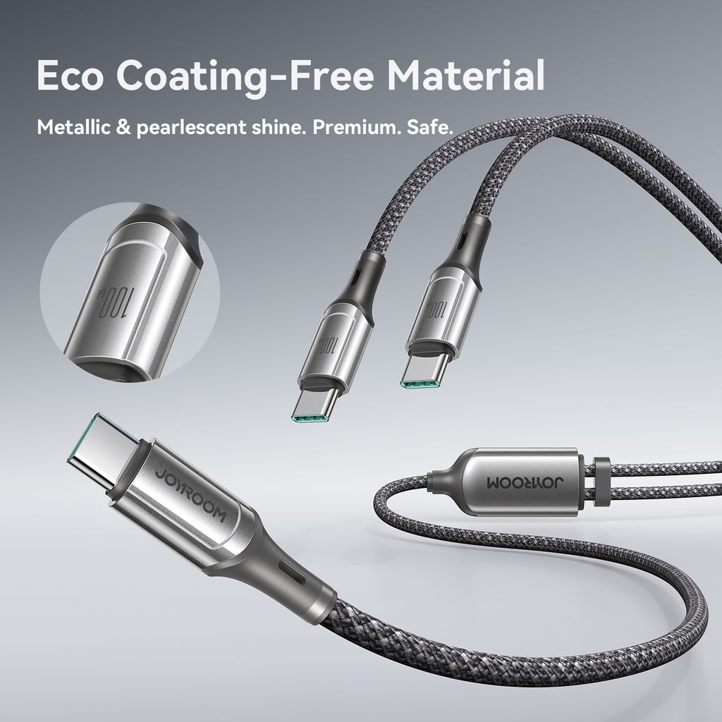 Joyroom S-A57 RapidX-serien hurtigladekabel 100W USB-C til 2x USB-C – Grå