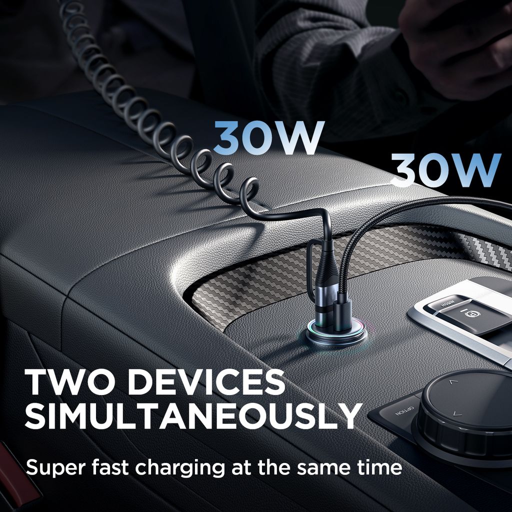 SiGN Mini Metal Billader 60W, med USB-C og USB-A