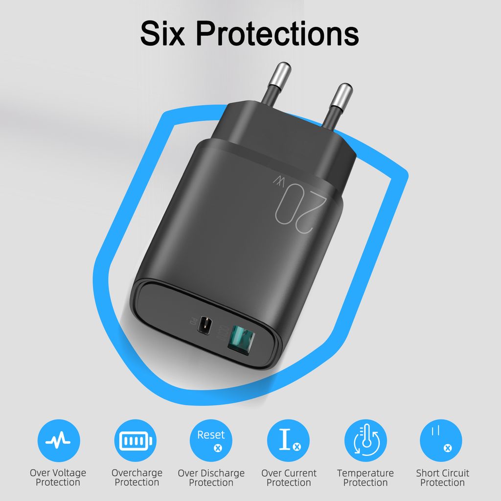 SiGN Schnellladegerät USB & USB-C, PD & Q.C3.0, 3,5 A, 20 W – Weiß