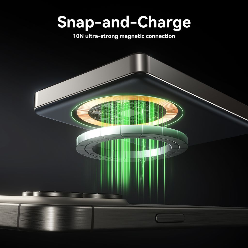 SiGN Ultratunn Magnetisk Powerbank 10000mAh, 20W - Titan