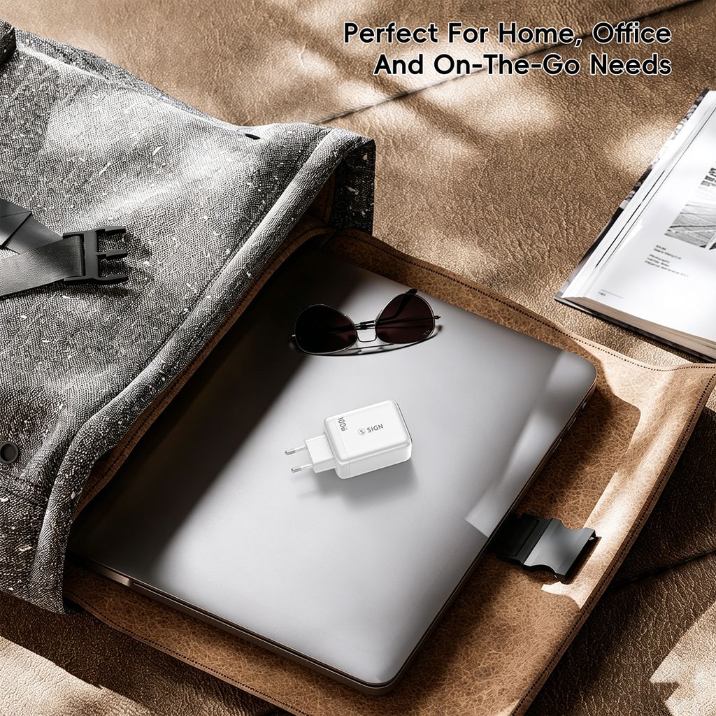 SiGN 100W Laddare, USB-C PD, Snabbladdning, MacBook Air, iPhone m.fl. - Vit