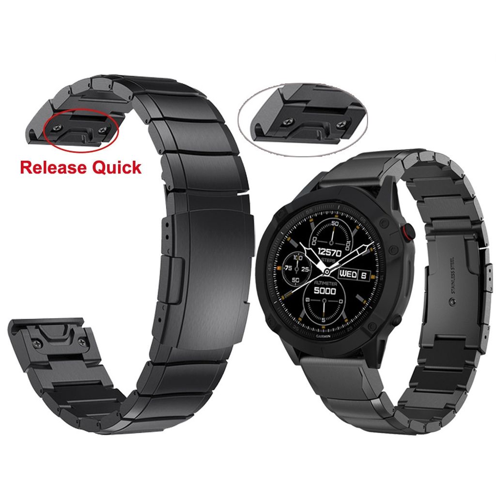 Garmin Fenix 6 Pro Klokkereim Rustfritt Stål – Svart