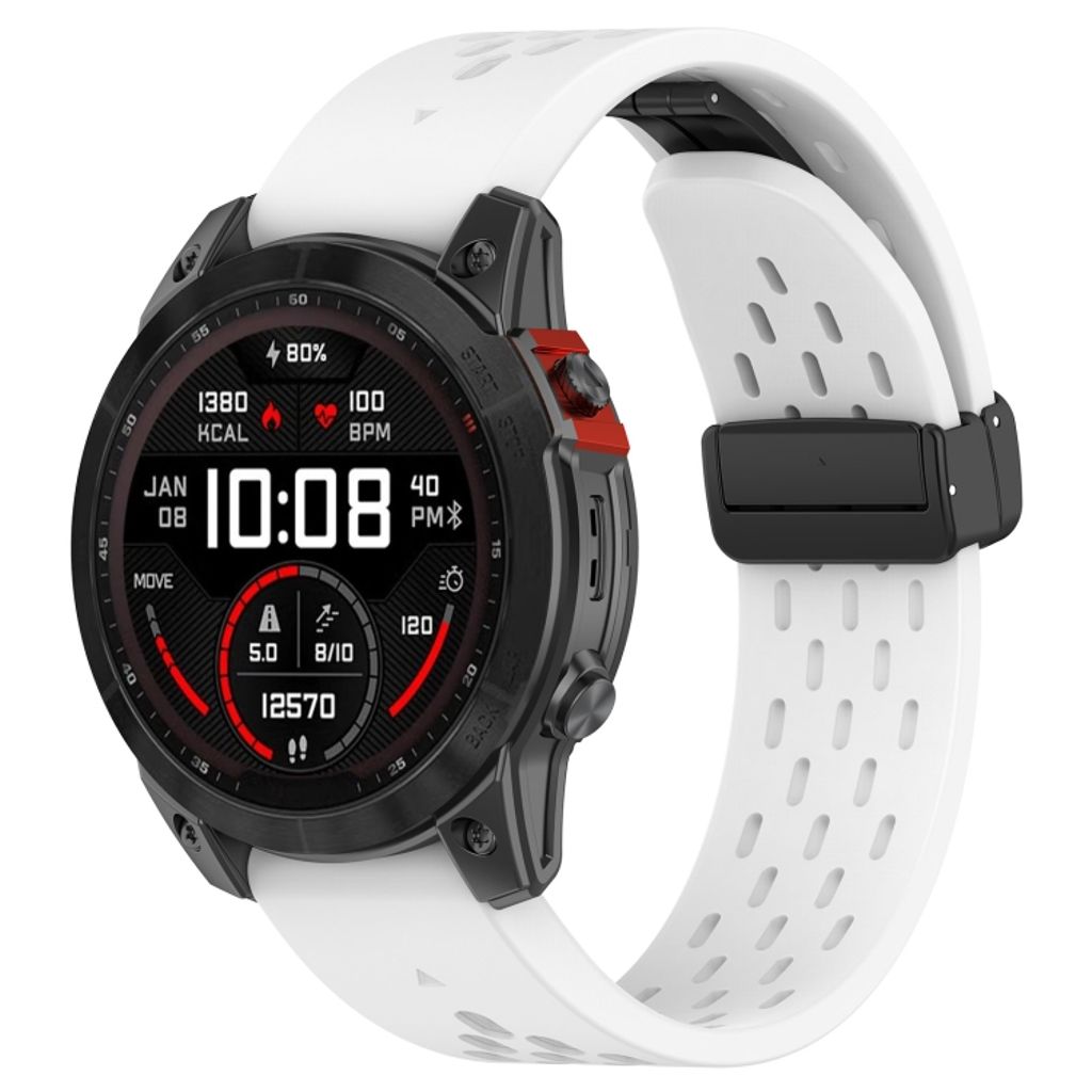 Garmin Fenix 7X Pro Klokkereim i silikon ensfarget - Hvit