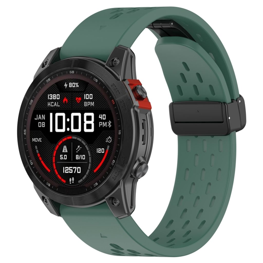 Garmin Fenix 7X Pro Klokkereim i silikon ensfarget - Grønn