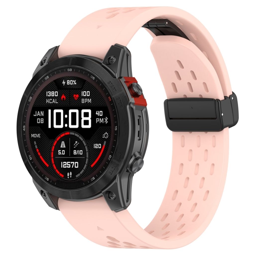 Garmin Fenix 7X Pro Klokkereim i silikon ensfarget - Rosa