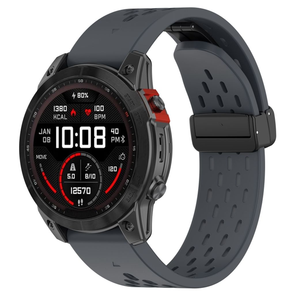 Garmin Fenix 7X Pro Klokkereim i silikon ensfarget - Grå