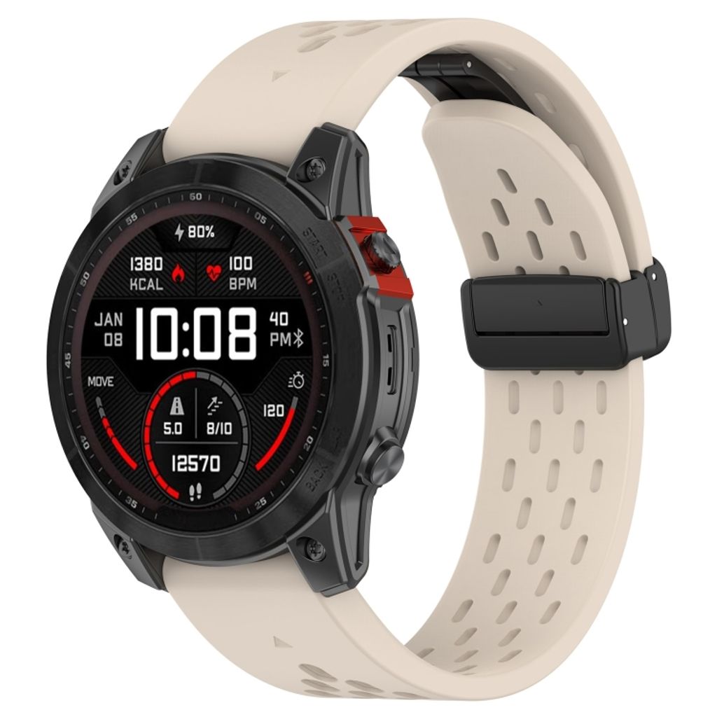 Garmin Fenix 7X Pro Klokkereim i silikon ensfarget - Hvit