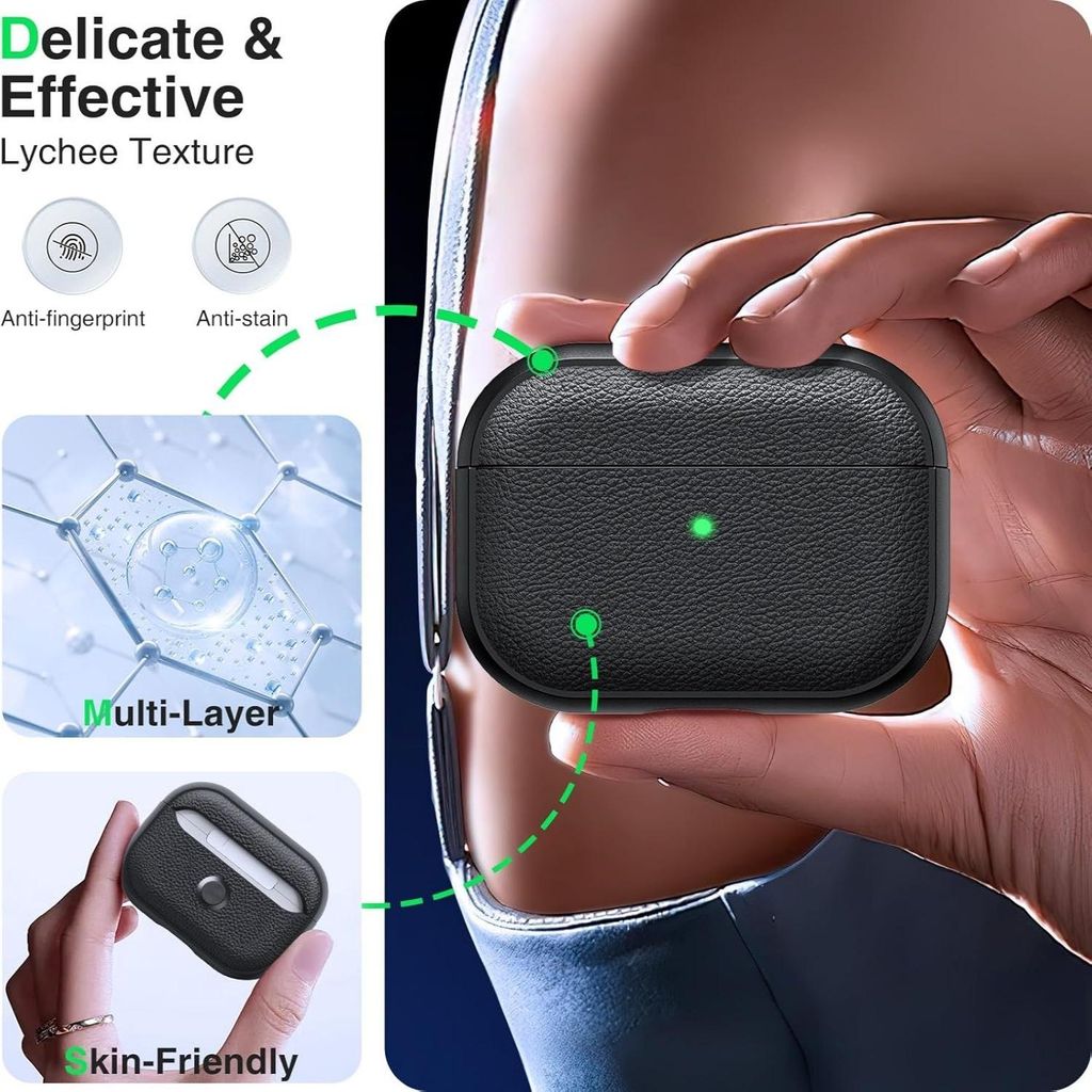 Silikonfodral med Lychee-textur för AirPods Pro 3 – Vit