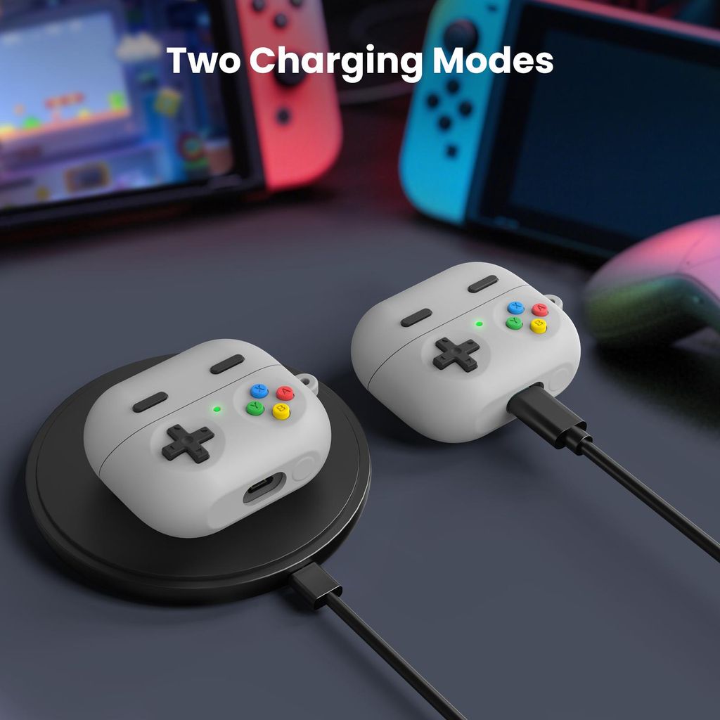 AhaStyle Fodral i silikon Spelkontroll för Samsung Galaxy Buds 3 / 3 Pro – Ljusgrå