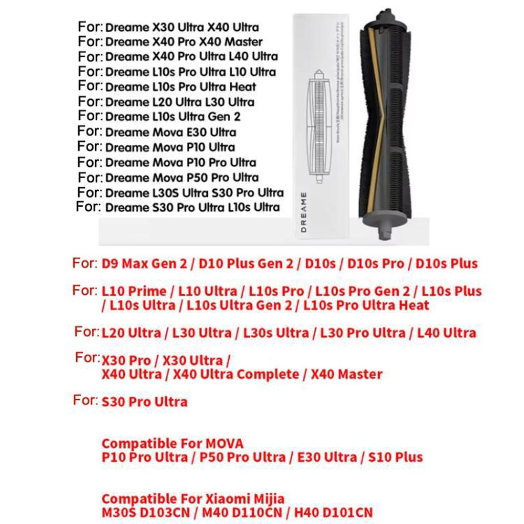 Rullebørste til robotstøvsuger Dreame S30 / X30 / X40 Pro etc.