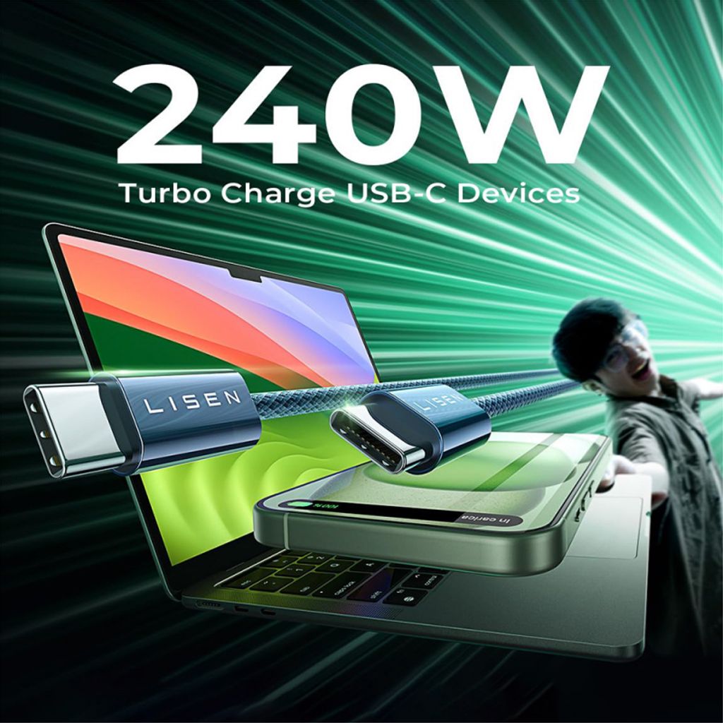 Lisen USB-C till USB-C-kabel 240W, 2m, 2-pack – Mörkblå