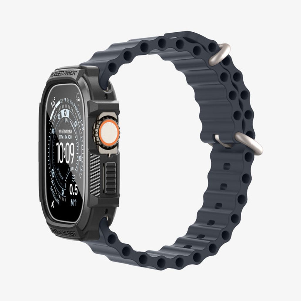 Spigen Apple Watch Ultra 4/3/2/1 49mm kuori Rugged Armor näytönsuojalla  - Musta