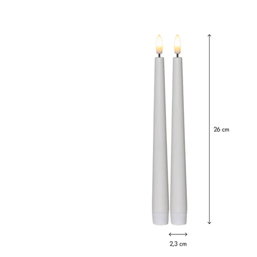 Star Trading LED-Antikkerze „Flamme Candy“, 2er-Pack, 26 cm – Weiß