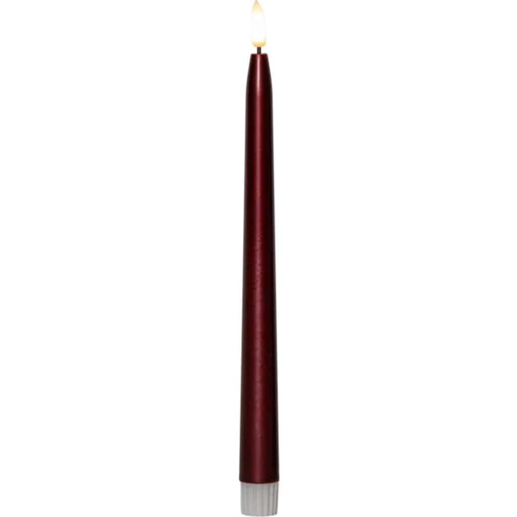 Star Trading LED-Kerze im Antik-Stil, 2er-Pack, Flamme Metal, 28,5 cm – Rot