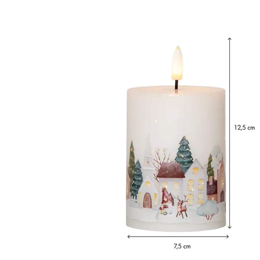 Star Trading LED-blokklys Flamme Winterland 12,5 cm – hvit