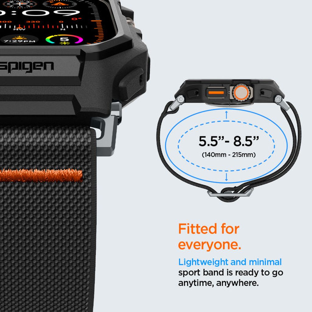 Spigen Apple Watch Ultra 4/3/2/1 49mm Kellonranneke & Kuori Lite Fit Pro - Musta