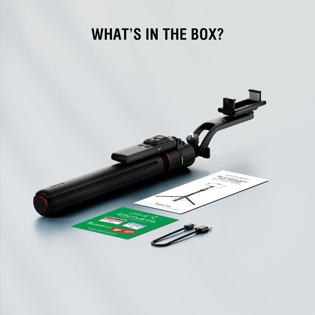 4Smarts 360° AI-stativ/selfiestang med ansiktssporing/fjernkontroll, 176 cm