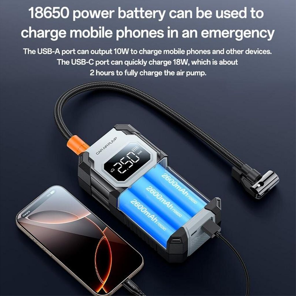 Yesido VC12 multifunktionel trådløs luftpumpe 7800mAh til bil/cykel