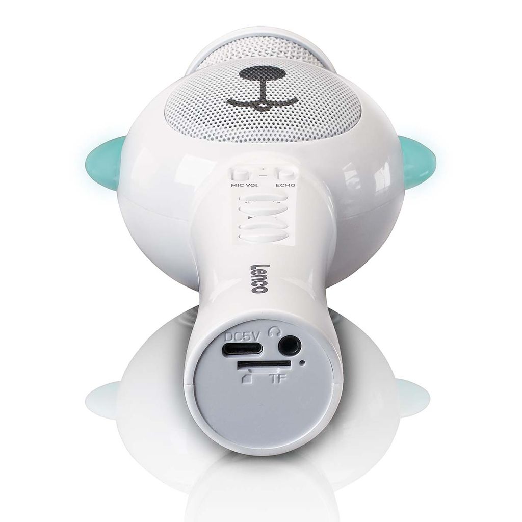 Lenco Karaoke Mikrofon med Bluetooth / SD-kortslot / Lys / AUX-udgang - Hvid