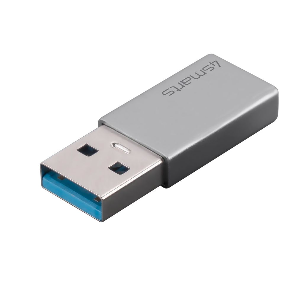 4Smarts passiv USB-A 3.0 til USB-C-adapter, 2-pakning – grå