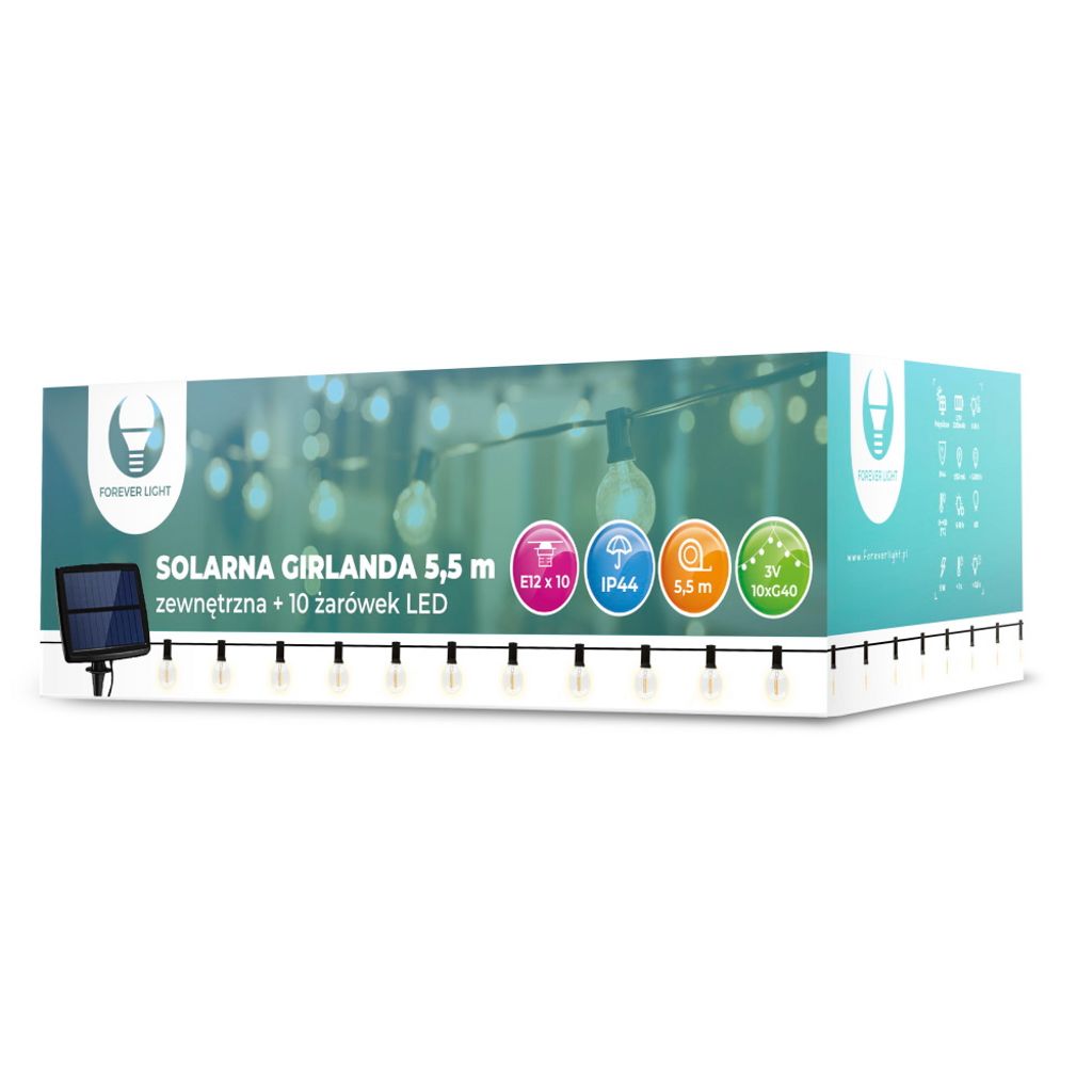 Forever Light LED-aurinkokennovalosarja SUNARI FLS-120 5,5 m / 10 lamppua / IP44