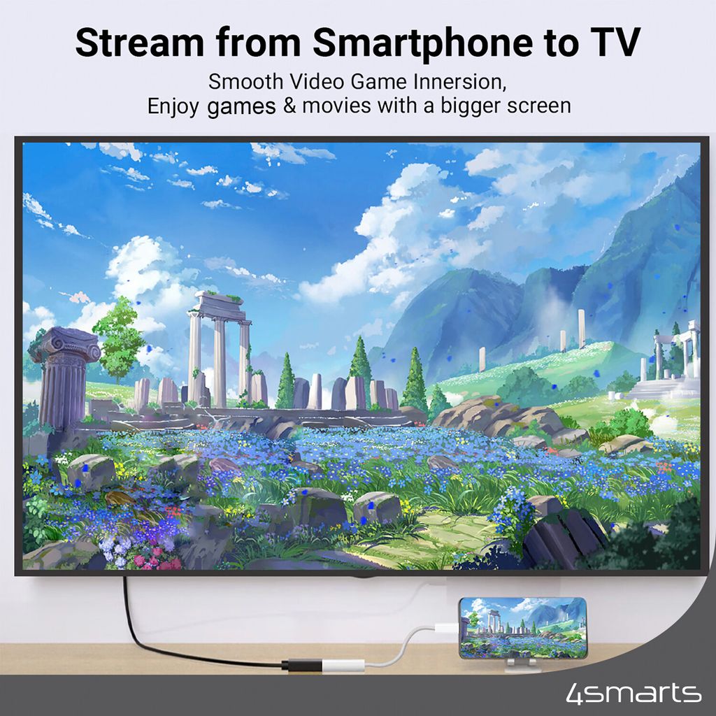 4Smarts Adapter USB-C til HDMI Hun, 15cm - Hvid