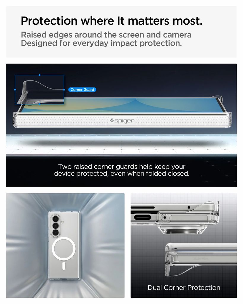 Spigen Airskin Zero MagFit Deksel til Samsung Galaxy Z Fold8 Ultra - Gjennomsiktig/hvit