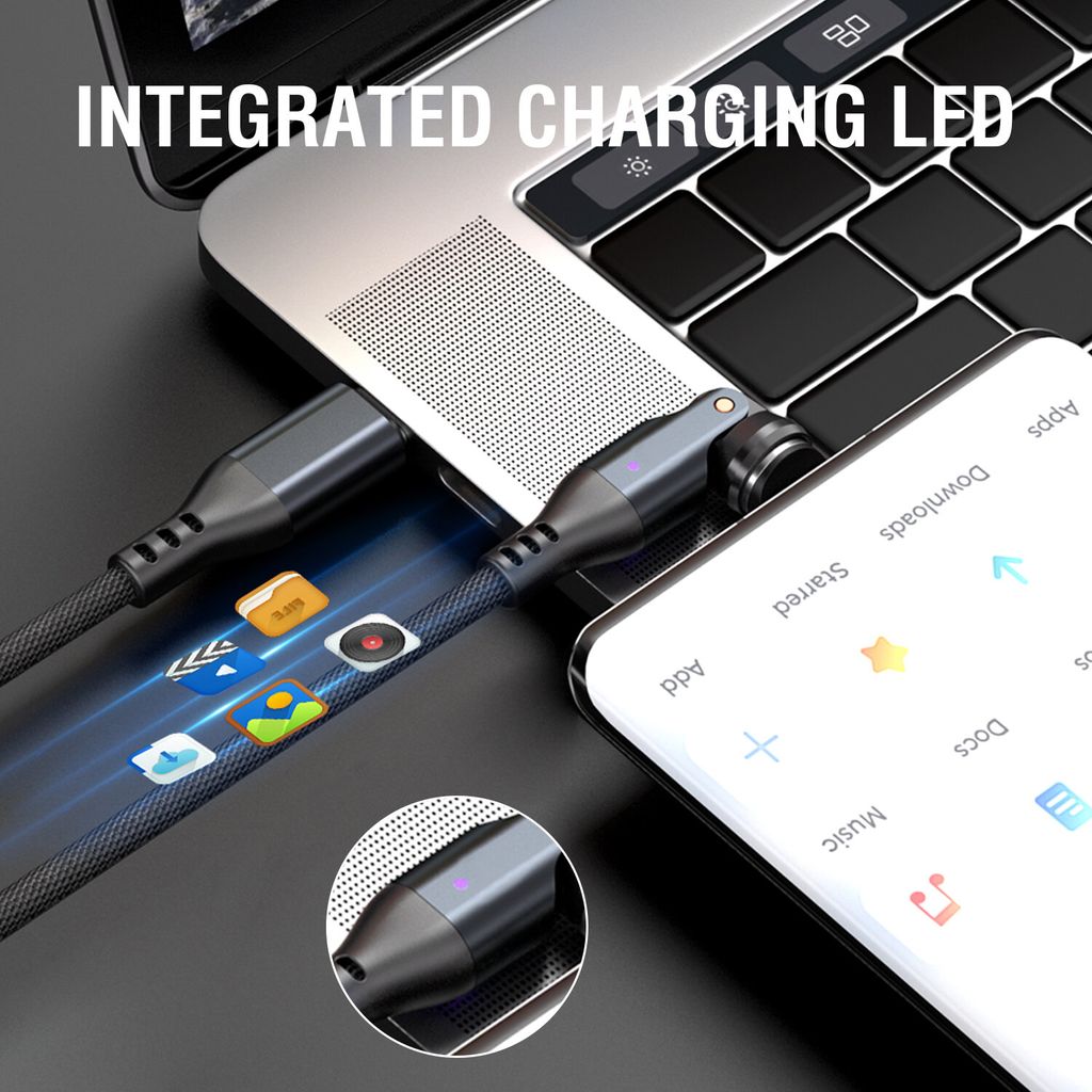 4Smarts GravityCord USB-C 540° magnetiskt kabelset 240W 1,8m – svart