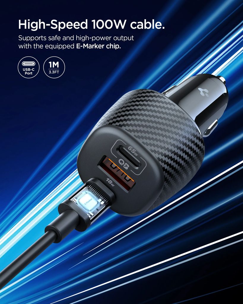 Spigen ArcStation EV1133 Essential 113W Billader USB-C/USB-A - Svart