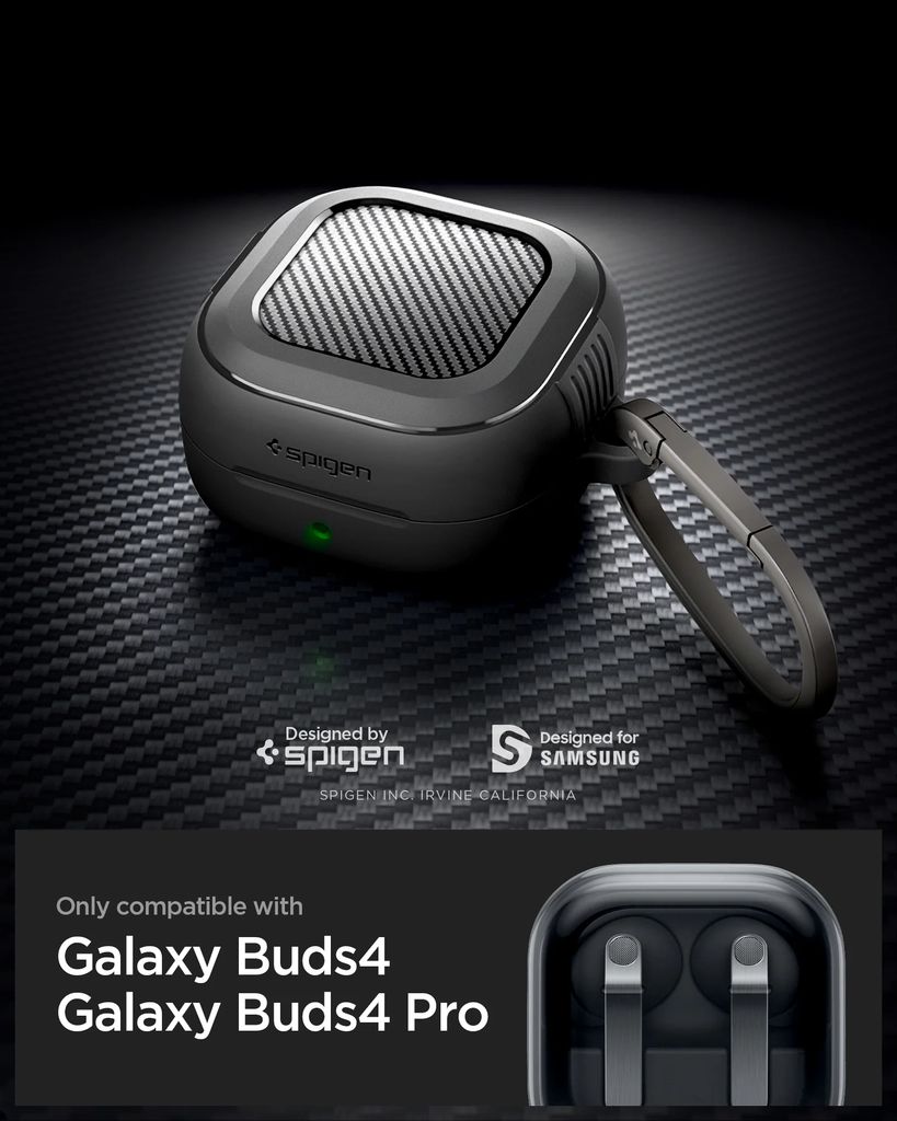 Spigen Rugged Armor Skal til Samsung Galaxy Buds4/4 Pro – Svart