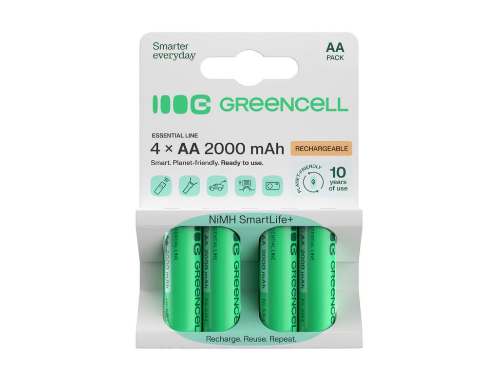 Green Cell Rechargeable AA-Akku 2000mAh, 1.2V, 4 kpl
