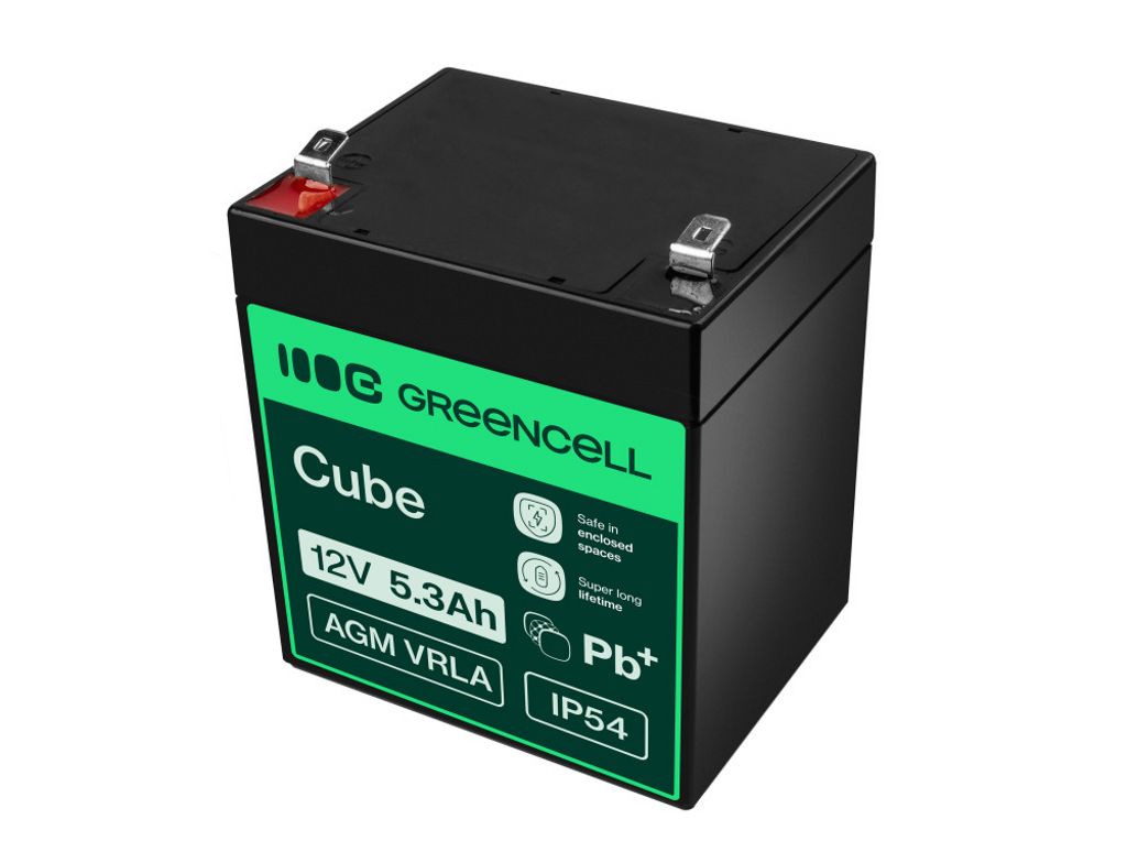 Green Cell 12V 5,3Ah VRLA-batteri för larm, kassaregister och leksaker
