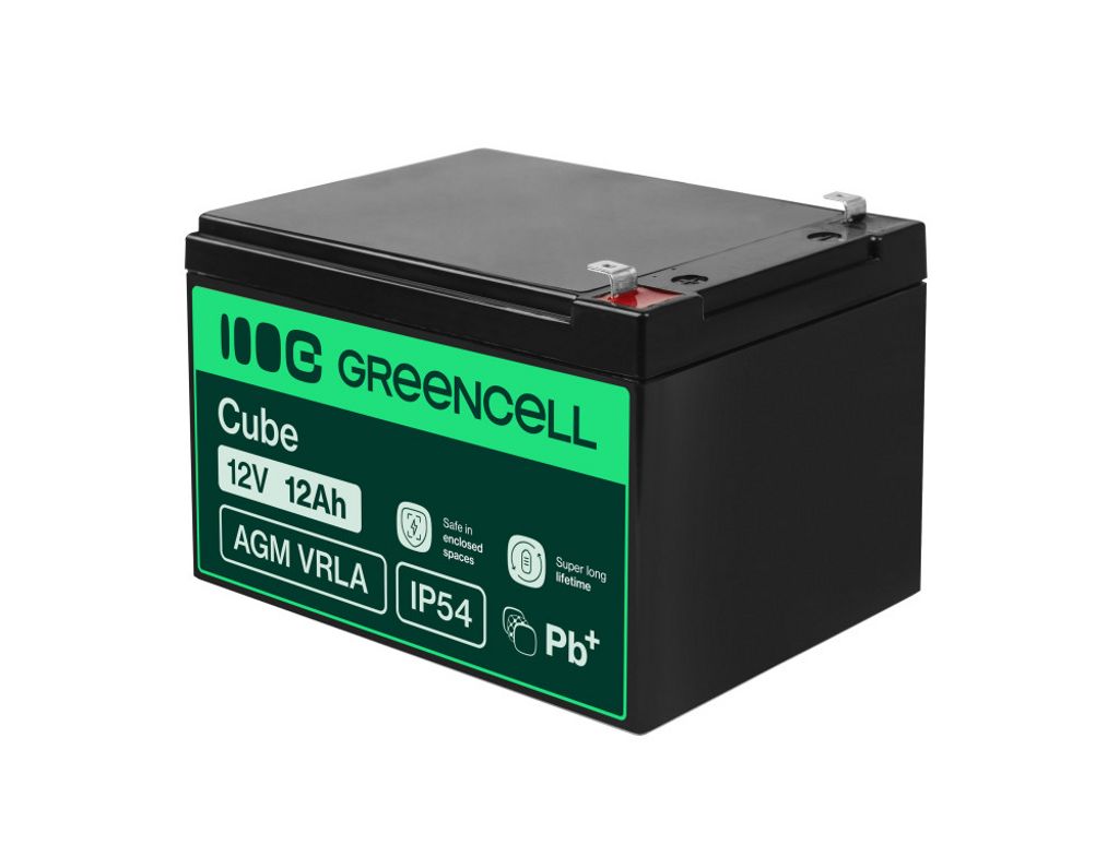 Green Cell AGM VRLA 12V 12Ah vedlikeholdsfritt batteri for alarmsystem, kasseapparat, leker