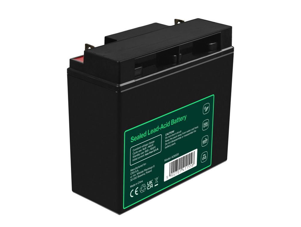 Green Cell AGM VRLA 12V 18Ah batteri för gräsklippare, skoter, båt, rullstol