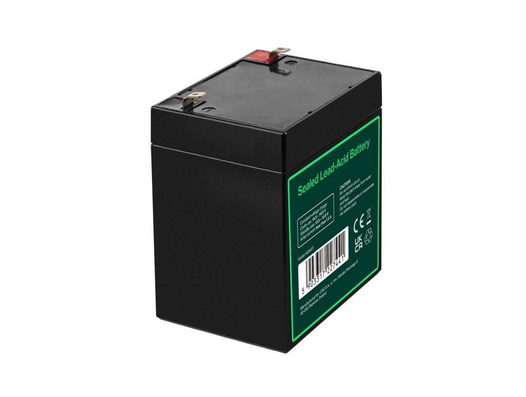 Green Cell AGM VRLA 12V 5Ah underhållsfritt batteri för larmsystem, kassaregister, leksaker