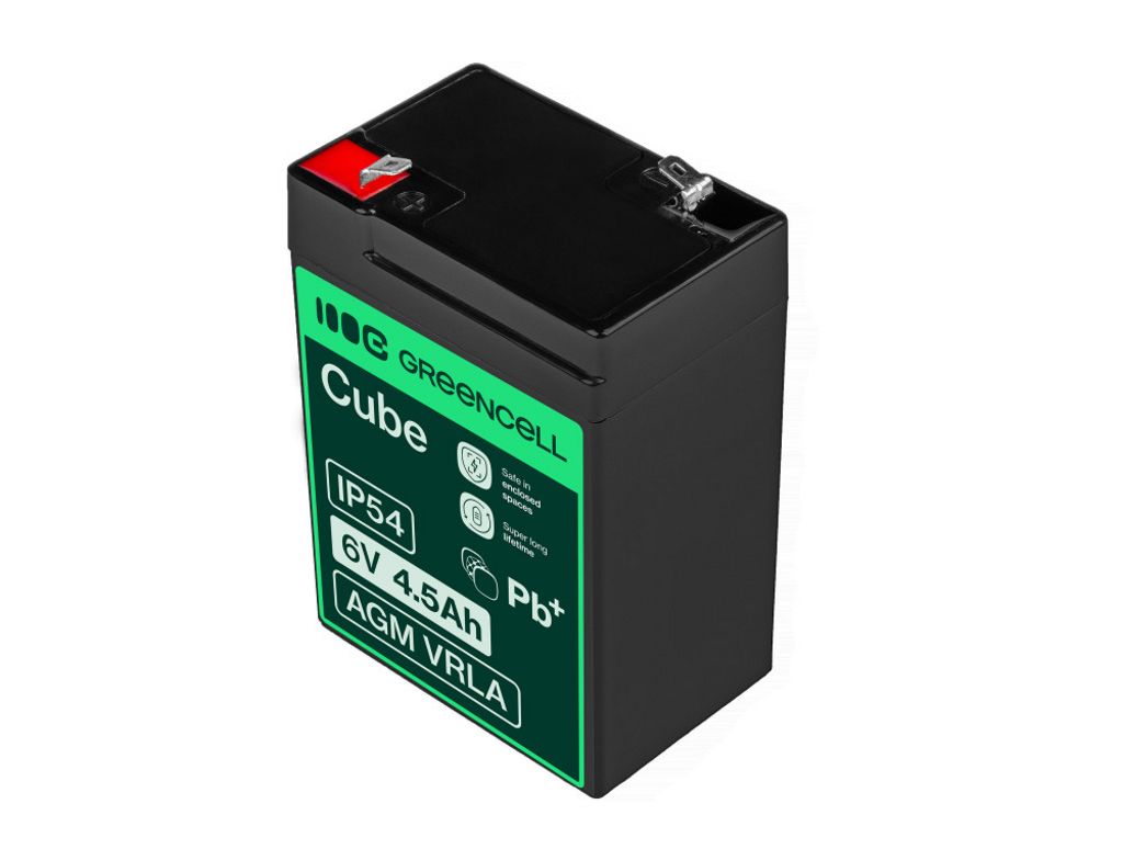 Green Cell AGM VRLA 6V 4,5Ah vedlikeholdsfritt batteri for alarmsystem, kasseapparat, leker