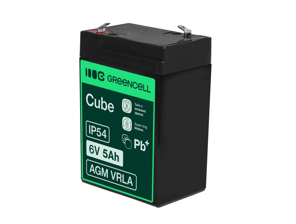 Green Cell AGM VRLA 6V 5Ah vedlikeholdsfritt batteri for alarmsystem, kasseapparat, leker