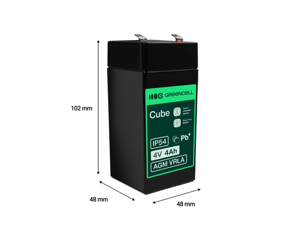 Green Cell AGM VRLA 4V 4Ah batteri for alarmsystem, kasseapparat, leker