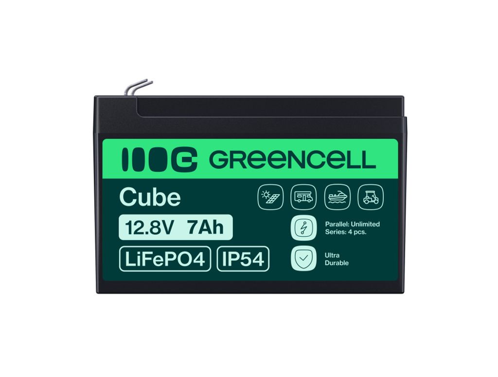 Green Cell CUBE 7Ah 12.8V LiFePO4 Batteri för UPS & Övervakning