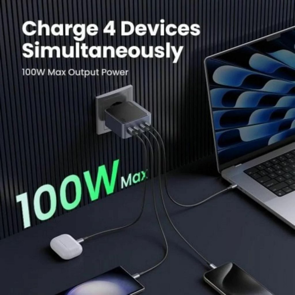 UGREEN Nexode Air X565 100W vegglader – 3 x USB-C + 1 x USB-A