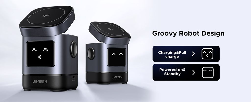 UGREEN W709 Uno 2-i-1 trådløs lader 15W – svart