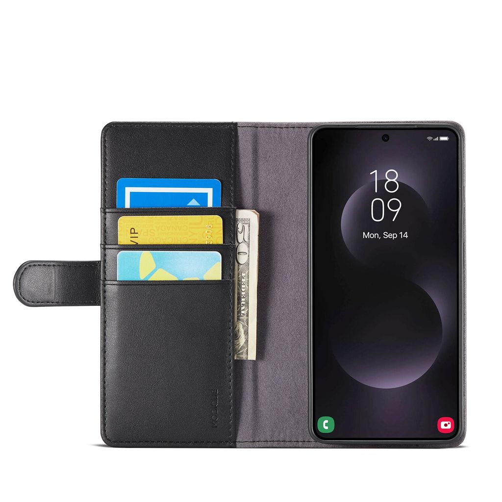 Mobique Samsung Galaxy S26 Ultra Plånboksfodral Äkta Läder – Svart