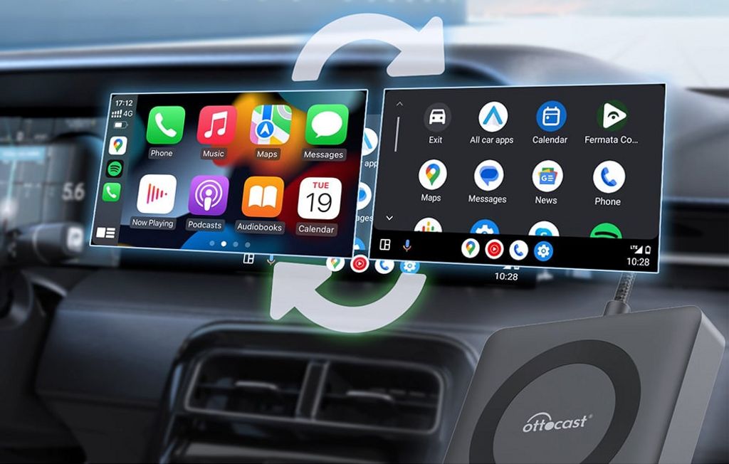 Ottocast CarPlay / Android Auto trådløs adapter Bil-TV Mate Max - sort CA361-C4