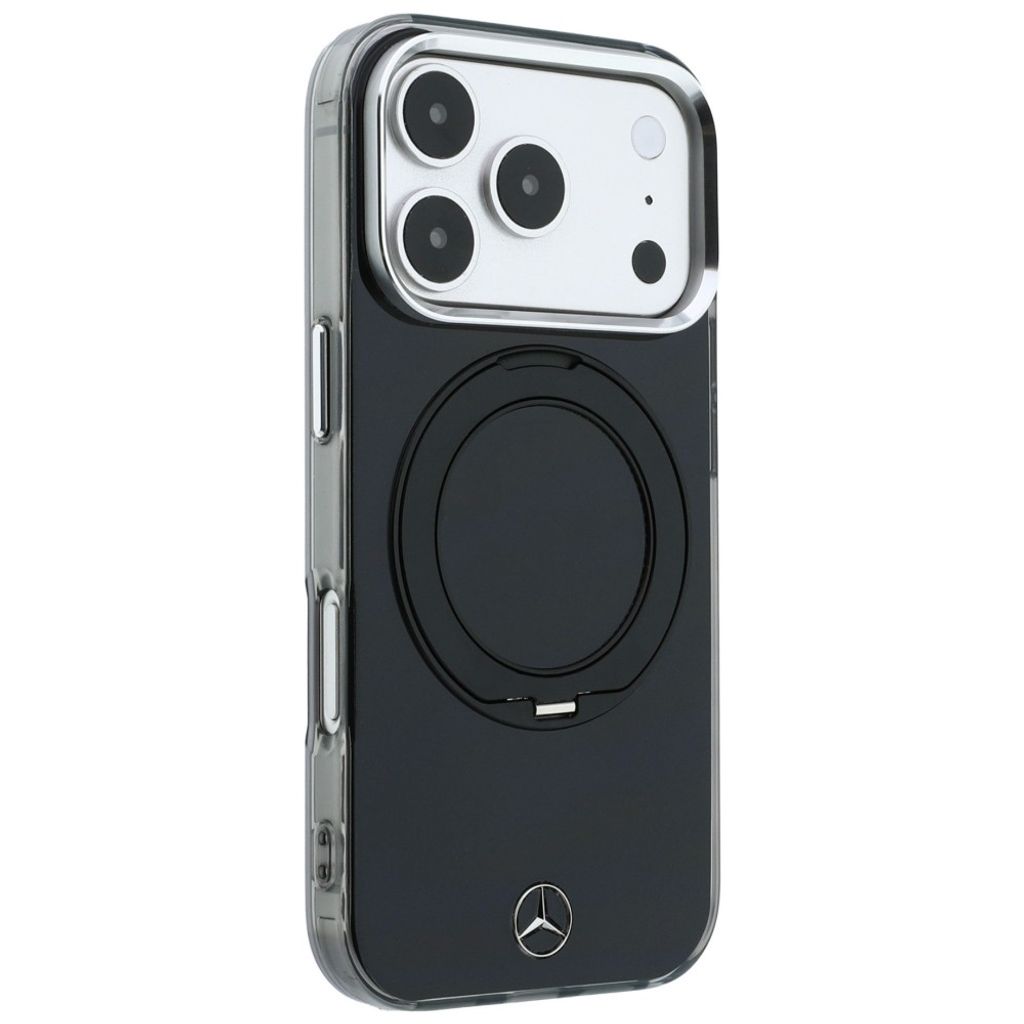 Mercedes Ring Stand Iconic Logo MagSafe -kuori till iPhone 18 Pro/17 Pro - Musta