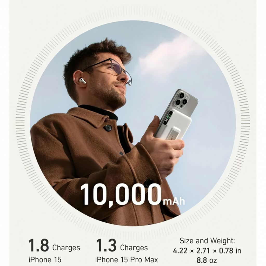 Anker MagGo 10000 mAh Magnetisk Powerbank 27W - Hvid