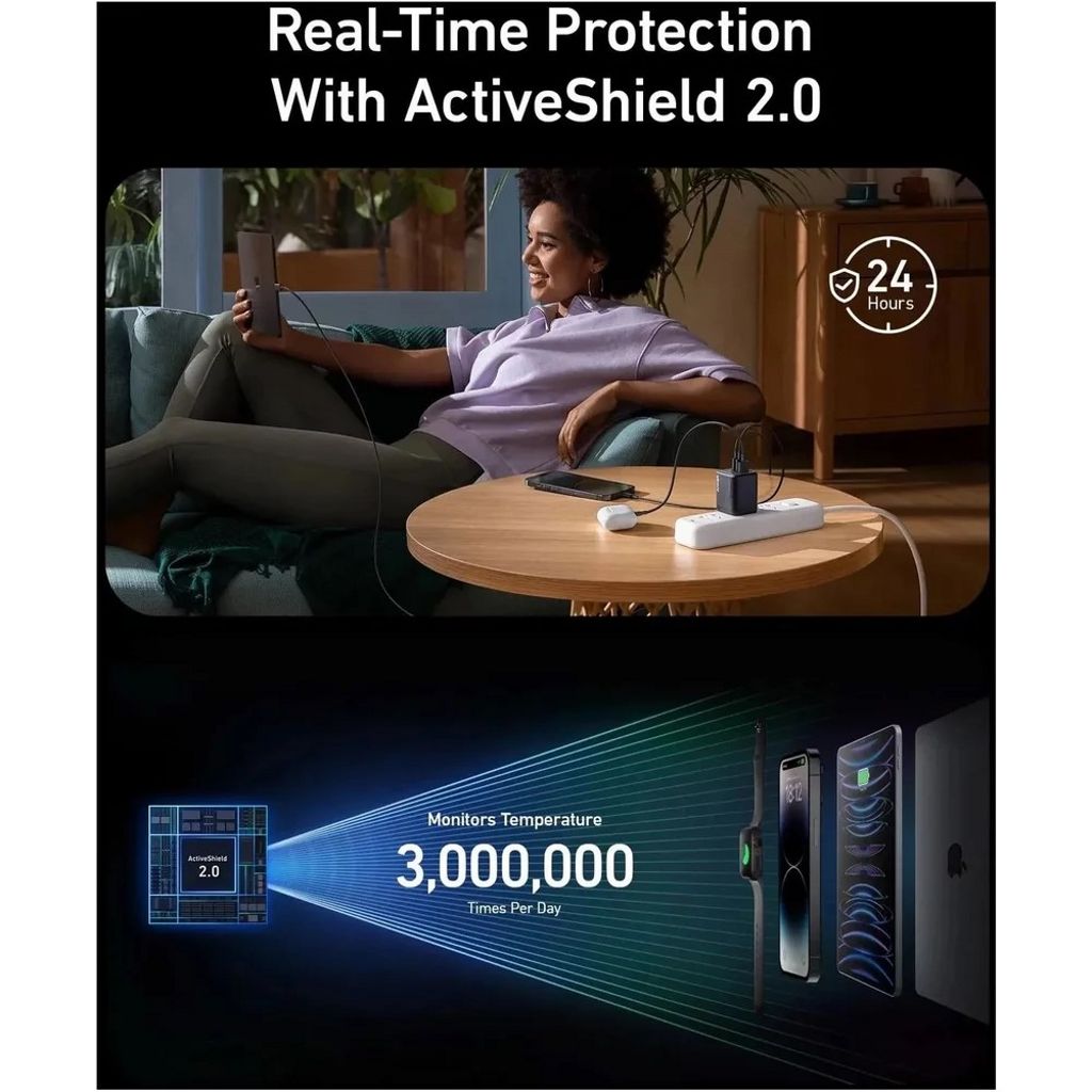 Anker Prime 67W GaN-vegglader – 2 x USB-C + 1 x USB-A
